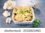 baked cauliflower gratin with cream and cheese