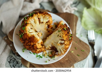 Baked cauliflower with turmeric. Delicious cauliflower. The perfect tasty snack. It tastes delicious with meat.