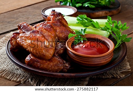 Baked chicken wings with teriyaki sauce