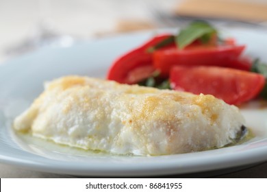 Baked Cod Fillet With Tomato And Basil Salad