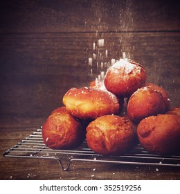 Baked Doughnuts On Cooling Rack. Fat Thursday