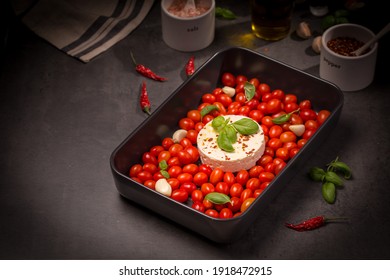 Baked Feta Pasta Black Background 