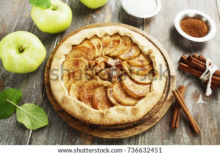 Similar – Image, Stock Photo Homemade apple galette with pecan nuts. Autumn dessert