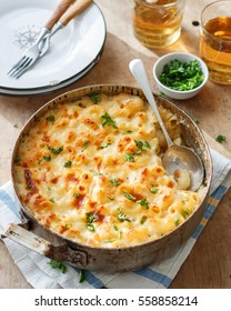 Baked Macaroni and Cheese in rustic pan