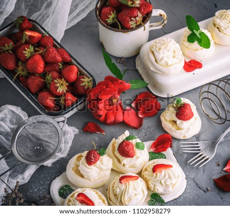 Similar – baked meringue with cream