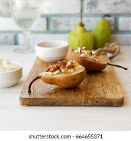 Baked Pears With Ricotta And Almonds. Italian Dessert