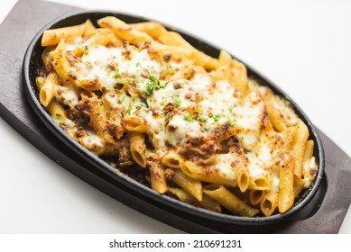 Baked Penne Pasta With Meat And Cheese