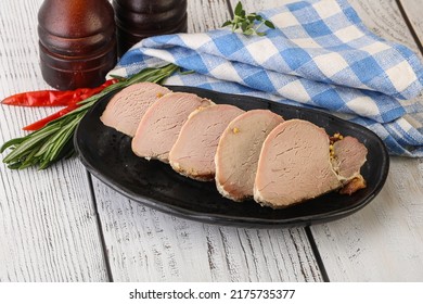 Baked Pork Tenderloin Meat Served Rosemary