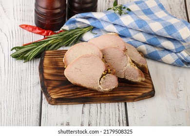 Baked Pork Tenderloin Meat Served Rosemary