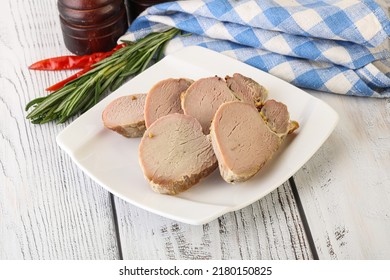 Baked Pork Tenderloin Meat Served Rosemary