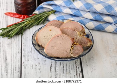 Baked Pork Tenderloin Meat Served Rosemary