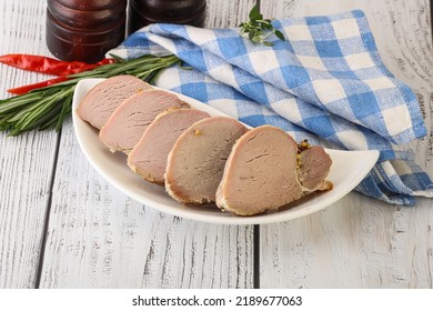 Baked Pork Tenderloin Meat Served Rosemary