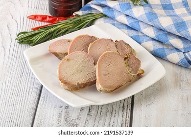 Baked Pork Tenderloin Meat Served Rosemary