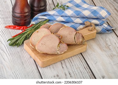 Baked Pork Tenderloin Meat Served Rosemary