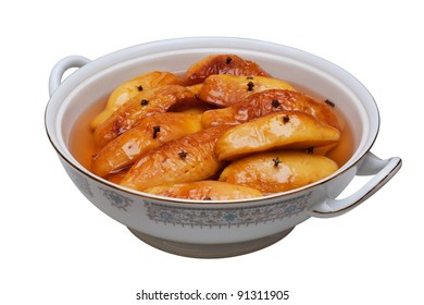 Baked Quince Chops On A Bowl