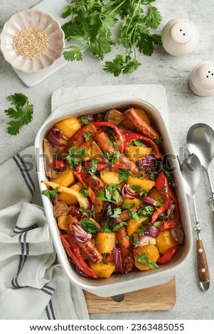 Similar – Image, Stock Photo Chicken legs with potato and green beans