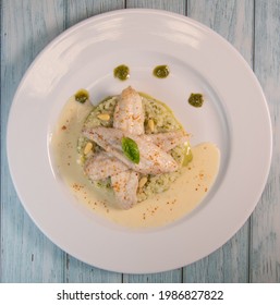 Baked Sole Fillet, Risotto And Pesto Recipe