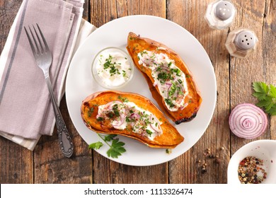 Baked Sweet Potato With Cheese