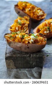 Baked Sweet Potato With Feta Cheese