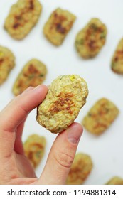 Baked Tater Tots On A White Background. Top View