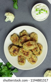 Baked Tater Tots On A White Background. Top View