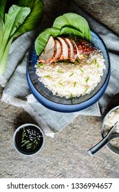 Baked Teriyaki Chicken Breast With Bok Choy, Served With Rice