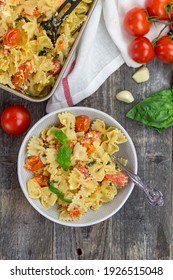 Baked Tomato Feta Pasta Tic Toc, Top View, Close Up