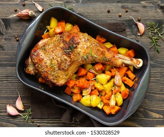 Baked Turkey Thigh With Vegetables.