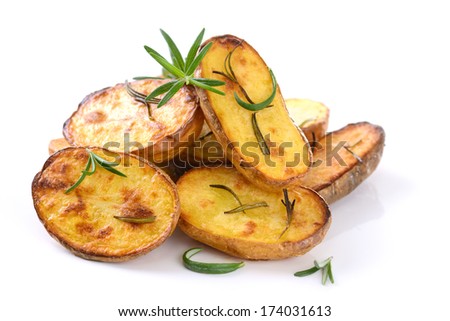 Baked unpeeled potatoes with rosemary