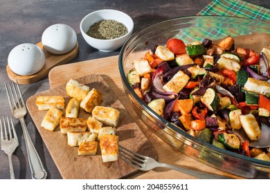 Baked Vegetables With Halloumi Cheese