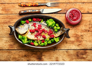 Baked Whole Fish Dorado In Fruit Marinade,fish Dish