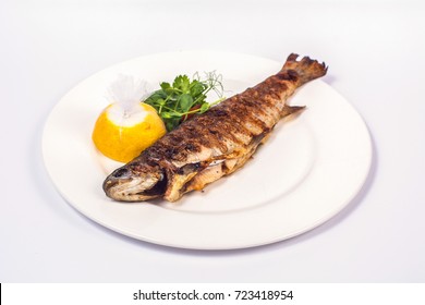 Baked Whole Fish With Lemon And Salad