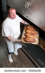 Baker And Bread With Oven