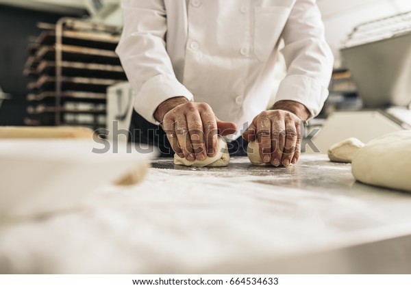 Baker Kneading Dough Bakery Bakery Concept Stock Photo 664534633 ...