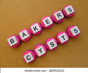 Bakers Cysts, Word Cube With Background.