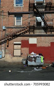 BAKERSFIELD, CA - AUGUST 27, 2017: This Poorly-maintained Apartment Building Houses Residents Who Live In Poverty And Have Little Prospect Of Improving Their Economic Status.