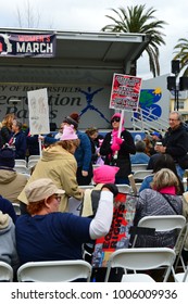 BAKERSFIELD, CA - JANUARY 20, 2018: Local Women (and Men) Gather For An Enthusiastic Pep Rally Before Joining The Worldwide Women's March In A Show Of Solidarity And Strength.
