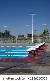 BAKERSFIELD, CA - JULY 15, 2018: The Beautiful Bakersfield College William A. Wheeler Aquatic Center Features A 50 Meter Long Olympic-sized Competition Swimming Pool.