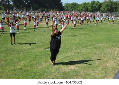 BAKERSFIELD, CA - JUNE 9: Girls Learn All The Right Moves At The Golden Empire Cheerleader Camp, Bakersfield Community College, On June 9, 2012,  In Bakersfield, California.