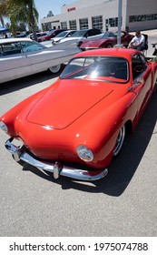 BAKERSFIELD, CA – MAY 15, 2021: This 1963 Karman Ghia Has Been Slightly Customized To Emphasize Its Sleek Lines And Advanced Styling During Today's Steve Downs Melanoma Car Show.