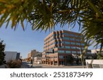 Bakersfield, California, USA - November 24, 2023: Afternoon sun shines on the historic urban core of downtown Bakersfield.