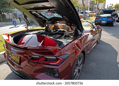 BAKERSFIELD,CA - OCTOBER 9, 2021: On View Today Is The Radical Styling Of This 2020 Mid Engine Chevrolet Corvette C8 Stingray Appearing At The Cruisin 4 Charity Car Show. 