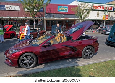 BAKERSFIELD,CA - OCTOBER 9, 2021: On View Today Is The Radical Styling Of This 2020 Mid Engine Chevrolet Corvette C8 Stingray Appearing At The Cruisin 4 Charity Car Show. 