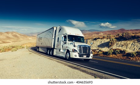 BAKERSFIELD,CALIFORNIA, USA JUNE 13, 2015: Truck on highway. BAKERSFIELD,CALIFORNIA, USA. TONED Image. 