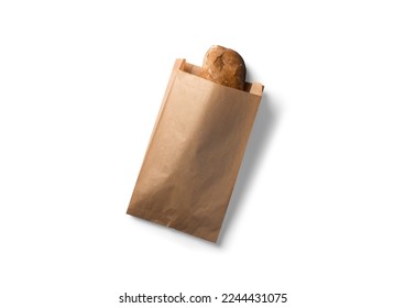 Bakery fresh bread in kraft paper mockup top view isolated white background - Powered by Shutterstock