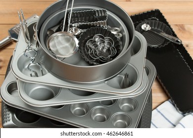 Bakery Utensils. Baking Kit. Kitchen Tools Pile