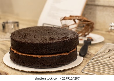 Baking And Assembling A Double Layer Chocolate Cake