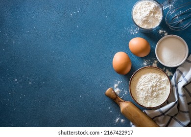 Baking Background At Blue Stone Table.