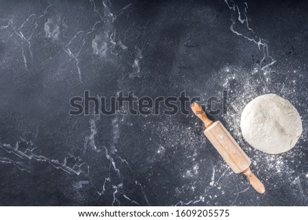 Similar – Image, Stock Photo Dough and dough roll on blue with flour