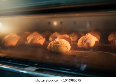 Baking Bread Inside An Oven In A Bakery